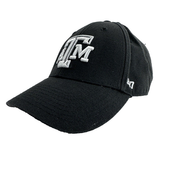 Texas A&M Black Cap w/White Beveled ATM Embroidered OLCP Strap Back 47 Brand Lid - Picture 3 of 11